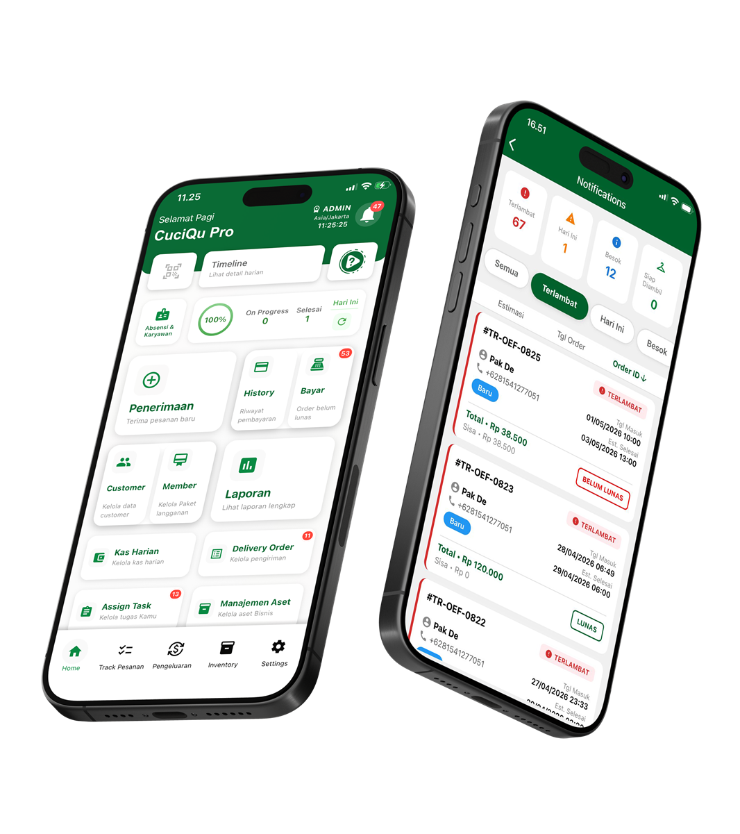 Dashboard Aplikasi Kasir Laundry CuciQu Pro - tempat Asisten AI diakses