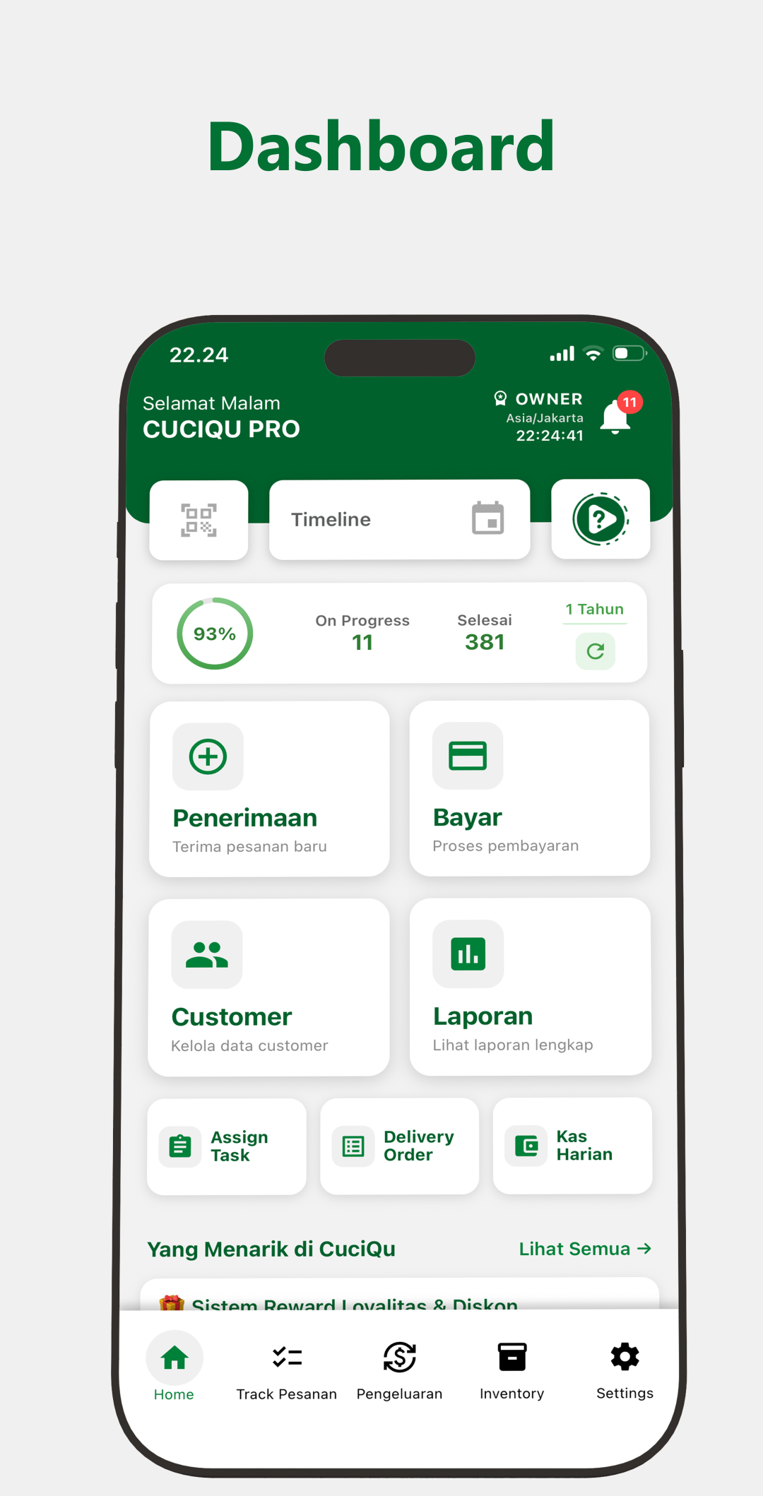 Aplikasi Kasir Laundry - Dashboard Transaksi Real-Time