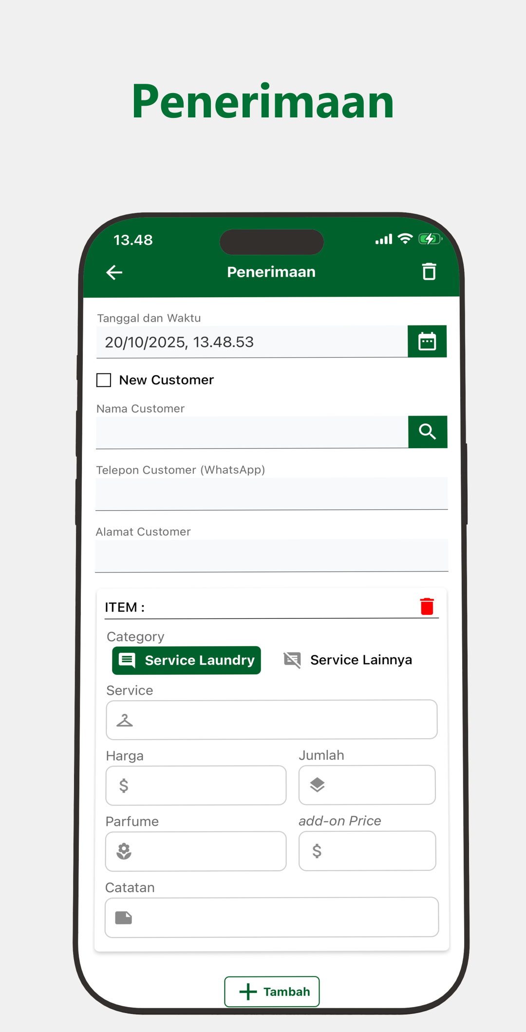 Rekomendasi Aplikasi Kasir Laundry - Penerimaan Order