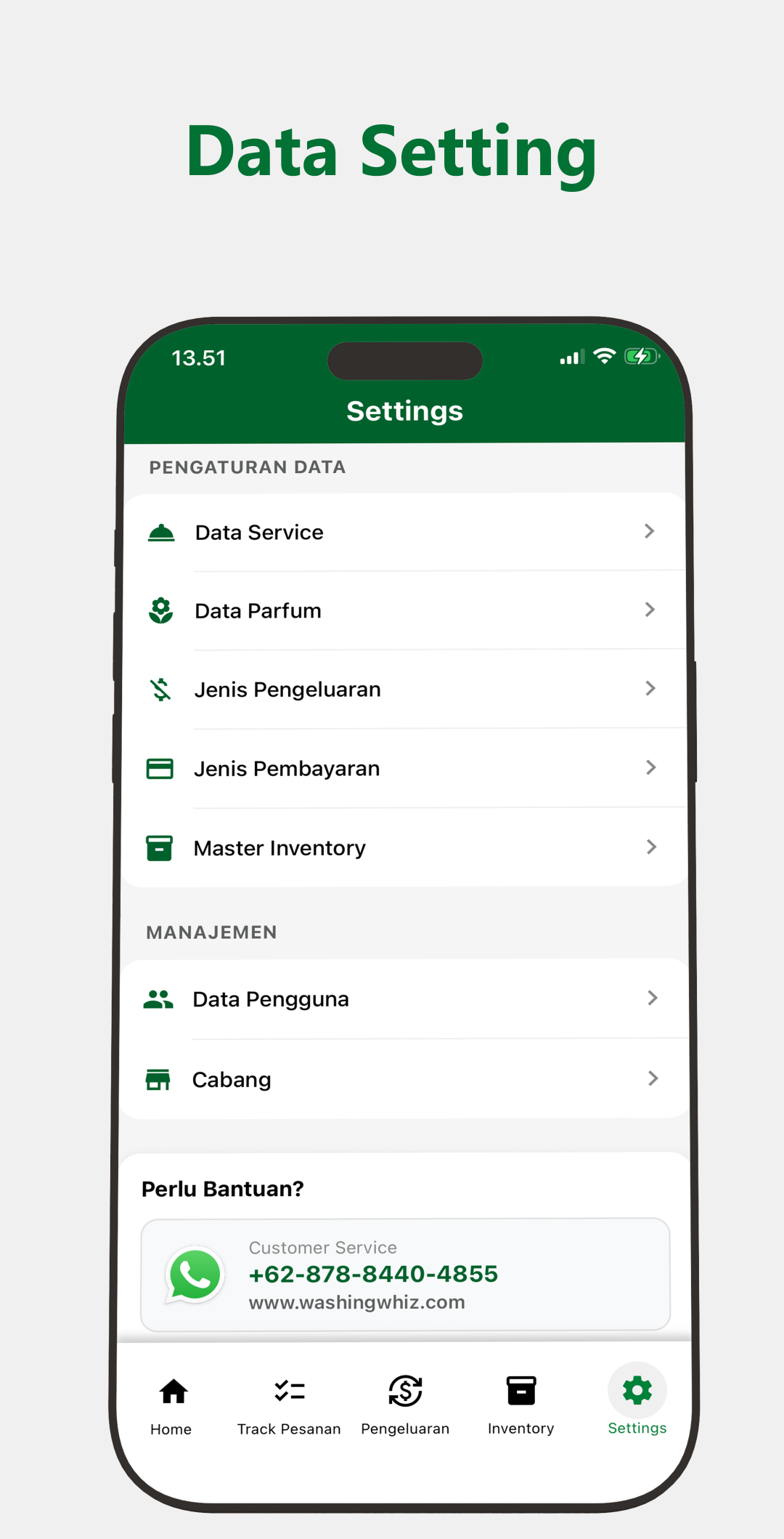 CuciQu Pro - Pengaturan Data Outlet Laundry