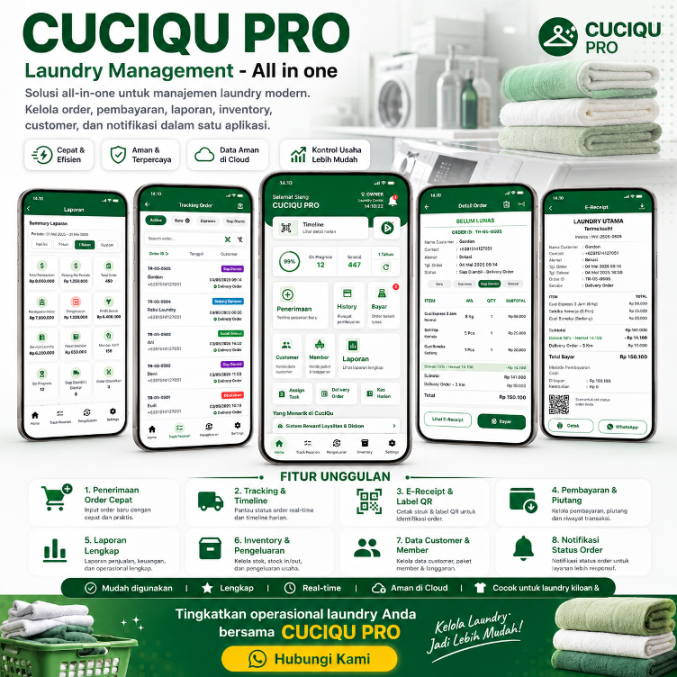 Riset pasar aplikasi laundry all-in-one CuciQu Pro