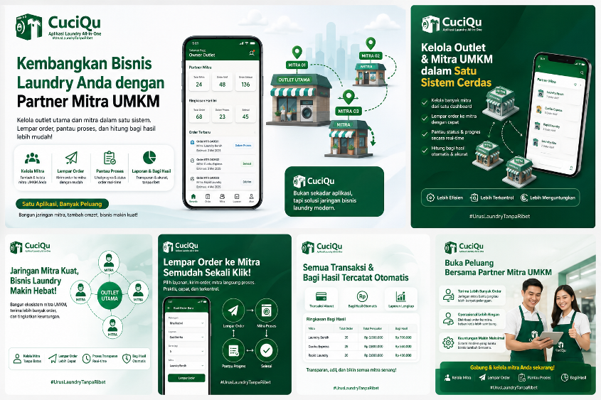 Kelola outlet dan mitra UMKM laundry dalam satu sistem CuciQu